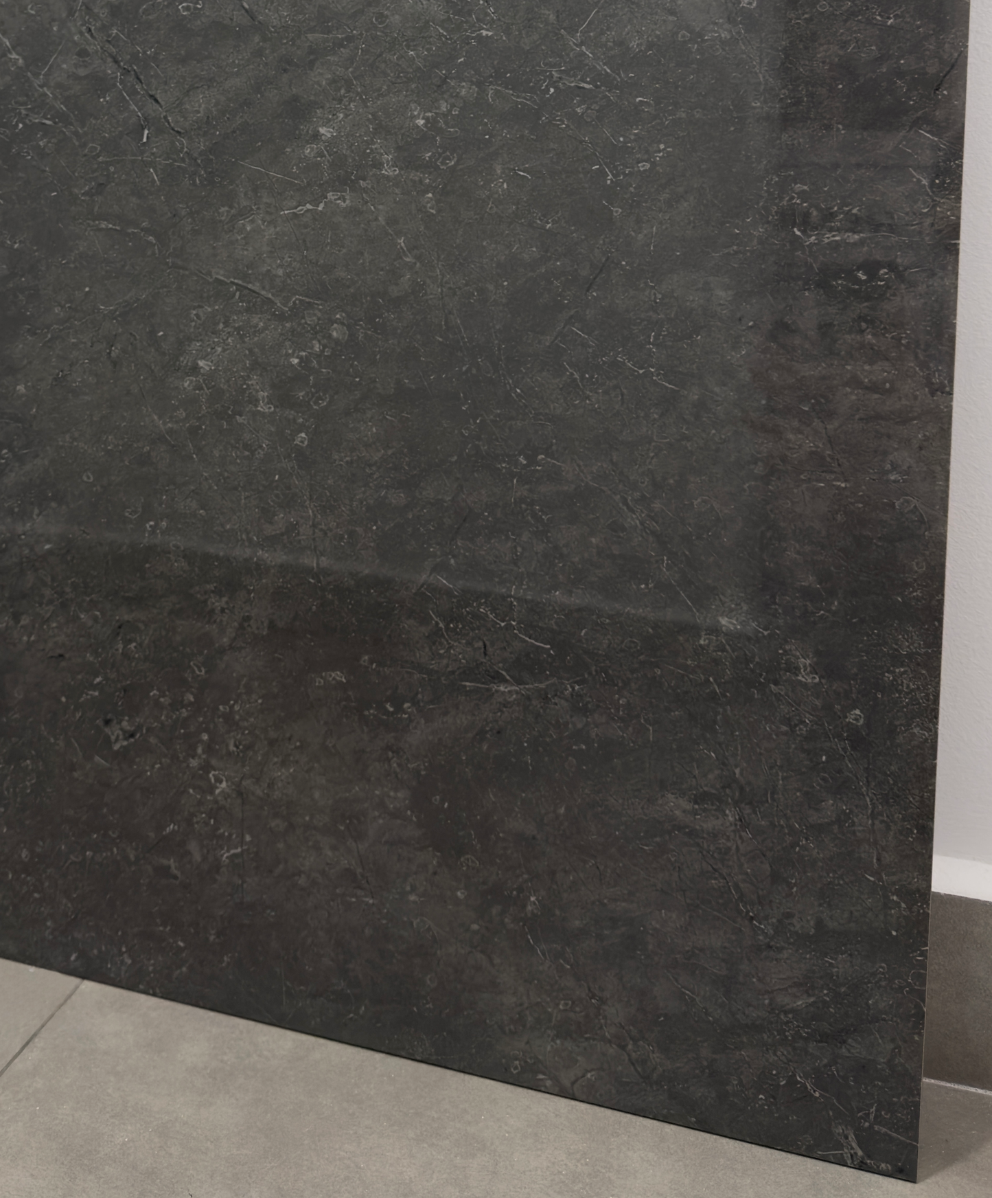 Vencia Grey- Dark Grey Polished Tile with Marble-Like Veining