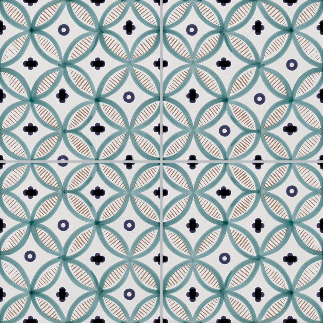 Mediterranean Gandia: Aqua & Navy Geometric Tile