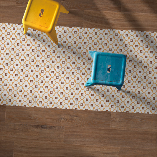 Mediterranean Salou: Warm Terracotta Patterned Tile with Golden Accents